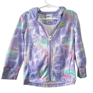 24M girls Nike zip-up hoodie, pastel pink lavender bubble print, worn once
